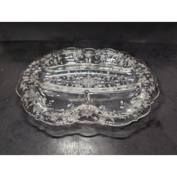 Cambridge Rose Point 5 Part‎ Relish Dish, Vintage Glass Tray, Serving Platter - Picture 1 of 10